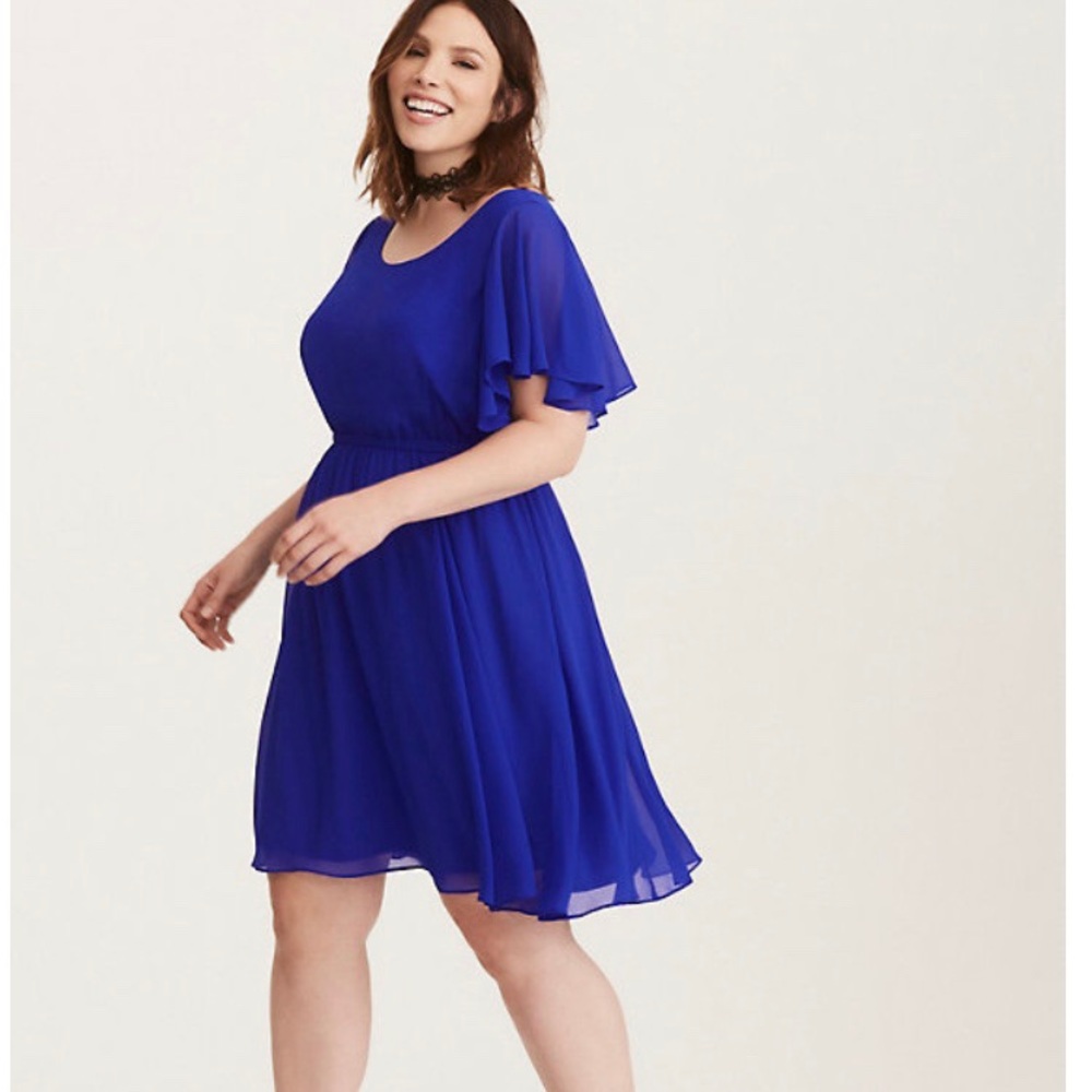 torrid Royal Blue Flutter Sleeve Mini Dress